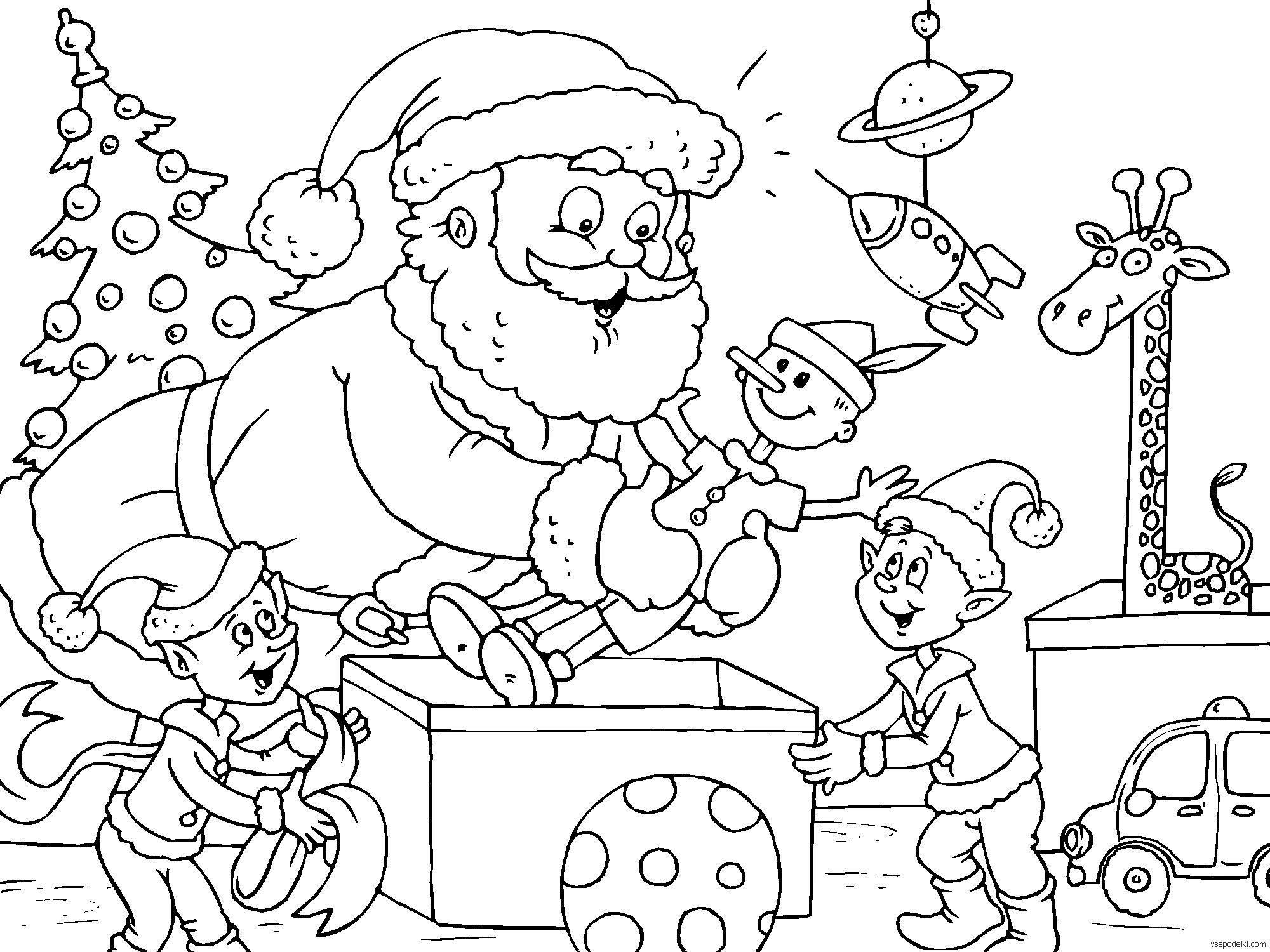 Дед Мороз раскраска для детей