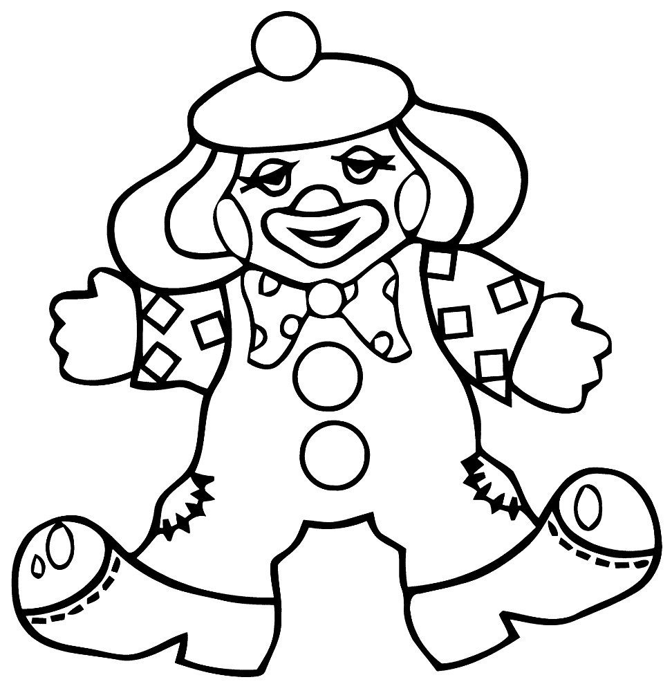 Клоун для раскрашивания детям