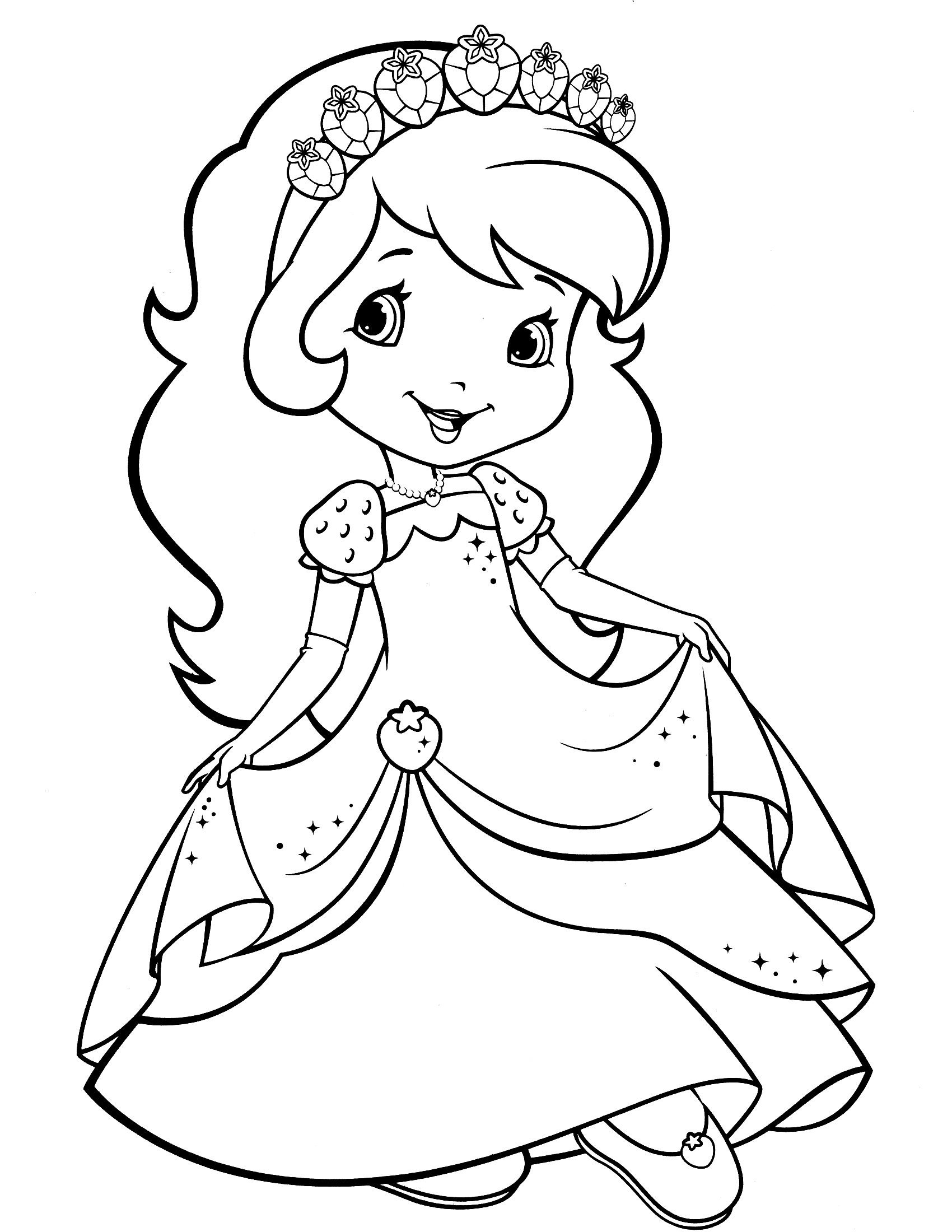 Раскраски Шарлотта Земляничка принцессы в платье