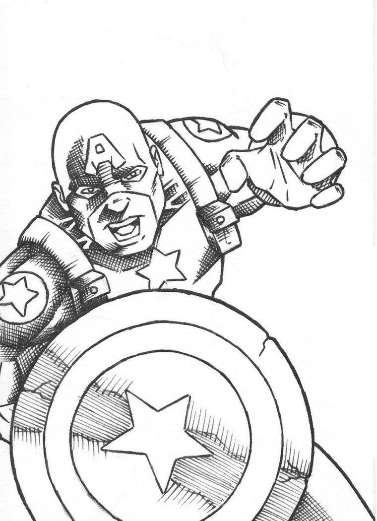 Капитан Америка из Мстителей раскраска