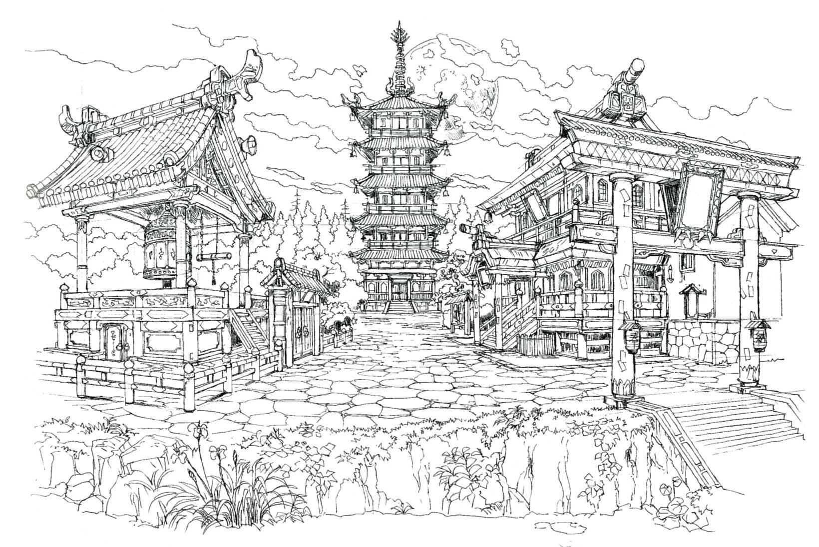 Архитектура Японии рисунок