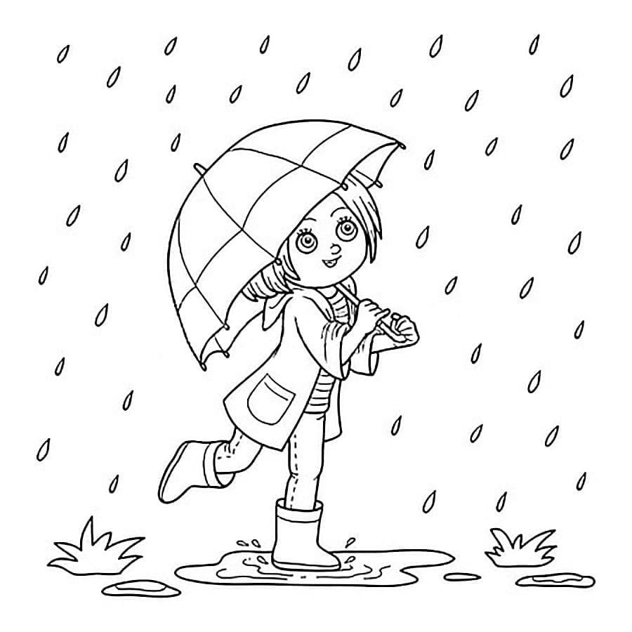 Раскраска девушка с зонтиком