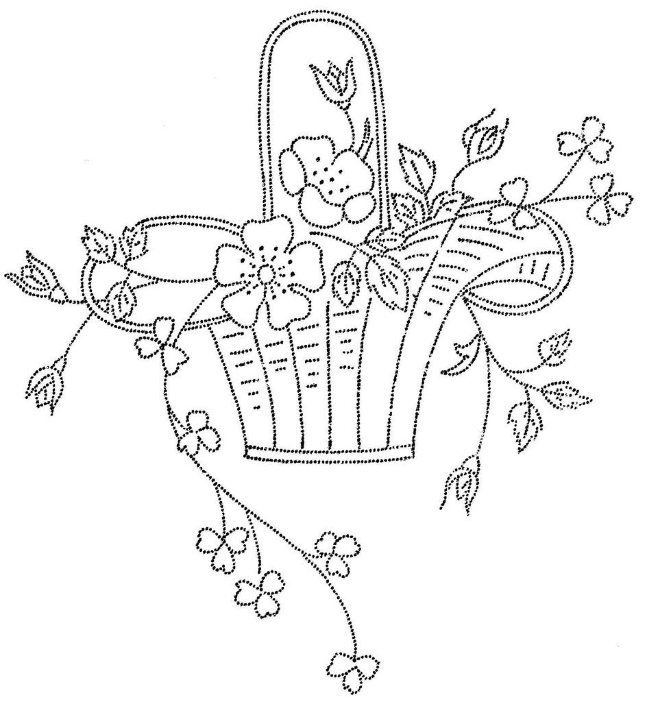 Вышивка гладью цветы в корзине