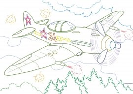 Раскраска 9 мая самолет