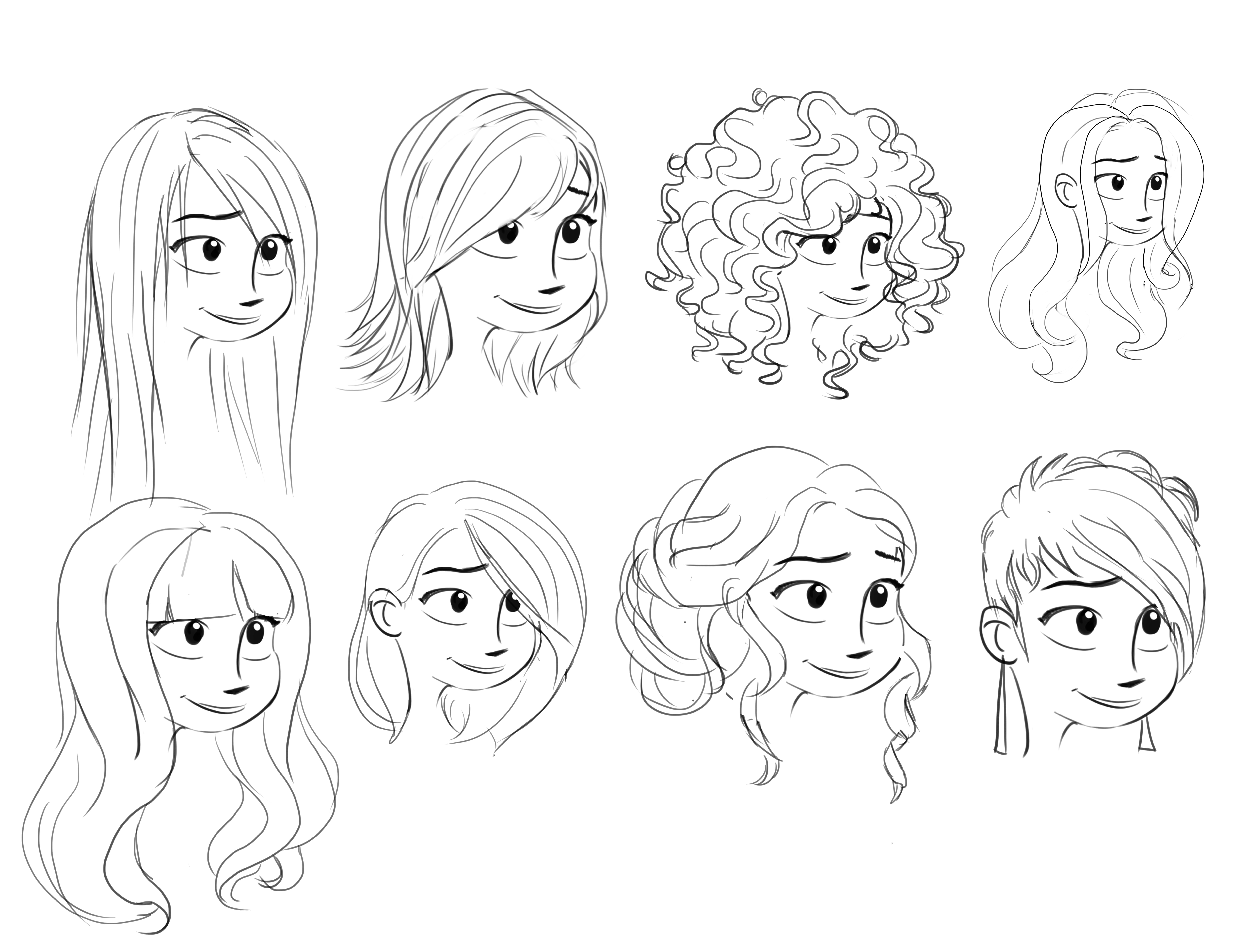Рисование мультяшных волос