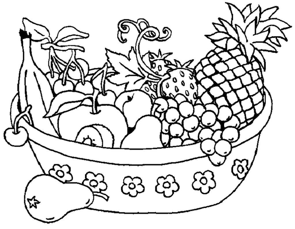 Натюрморт с фруктами раскраска