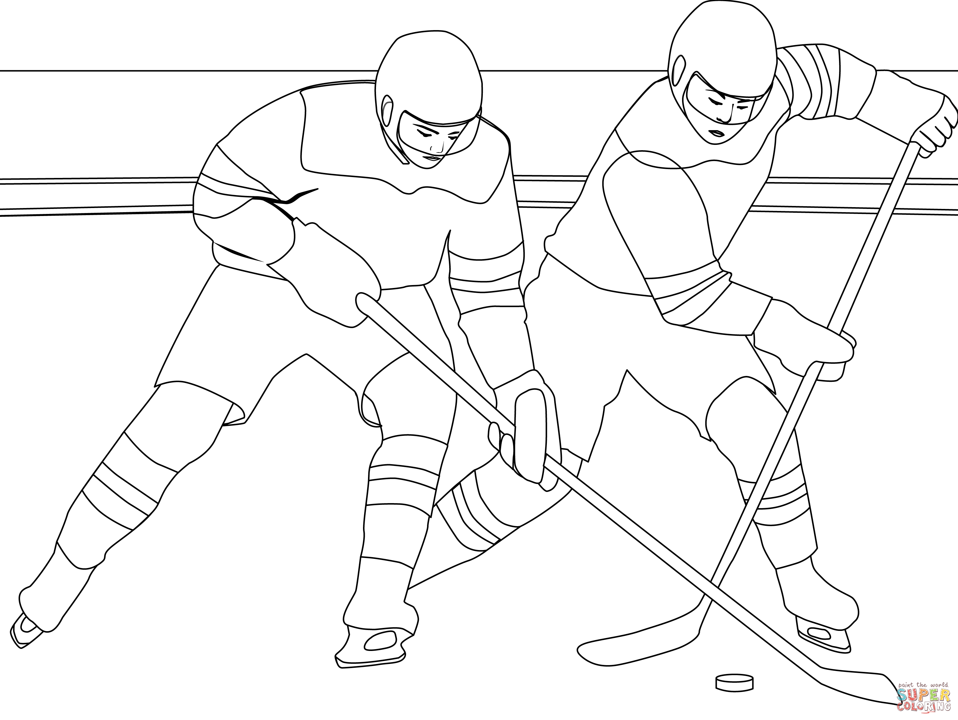 Игра в хоккей на льду дети раскраска