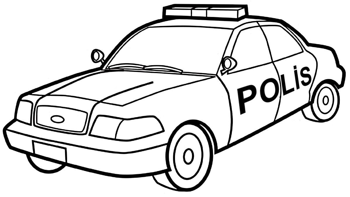 Раскраска черно белая Полицейская машина