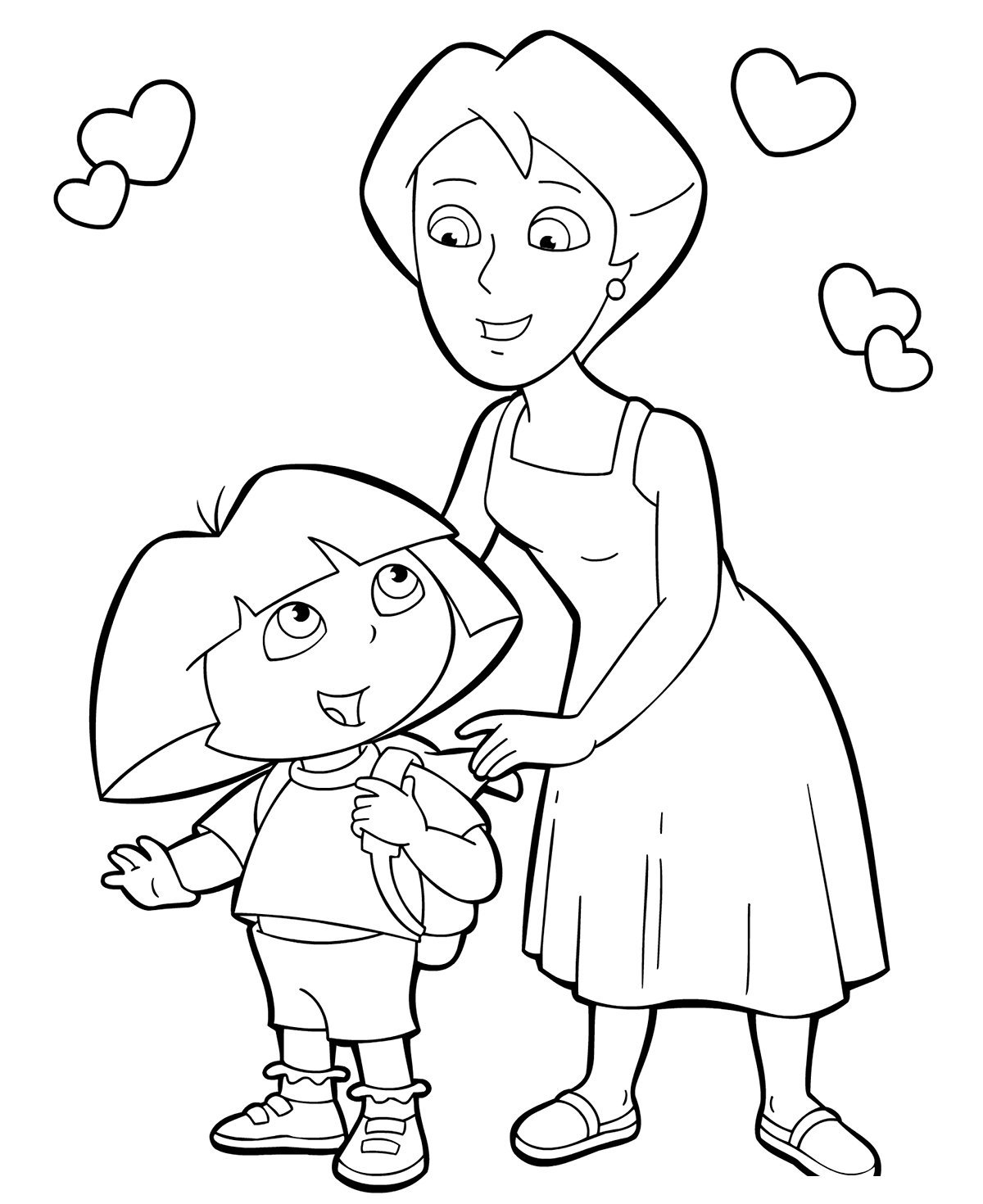 Раскраска мама с ребенком рисунок