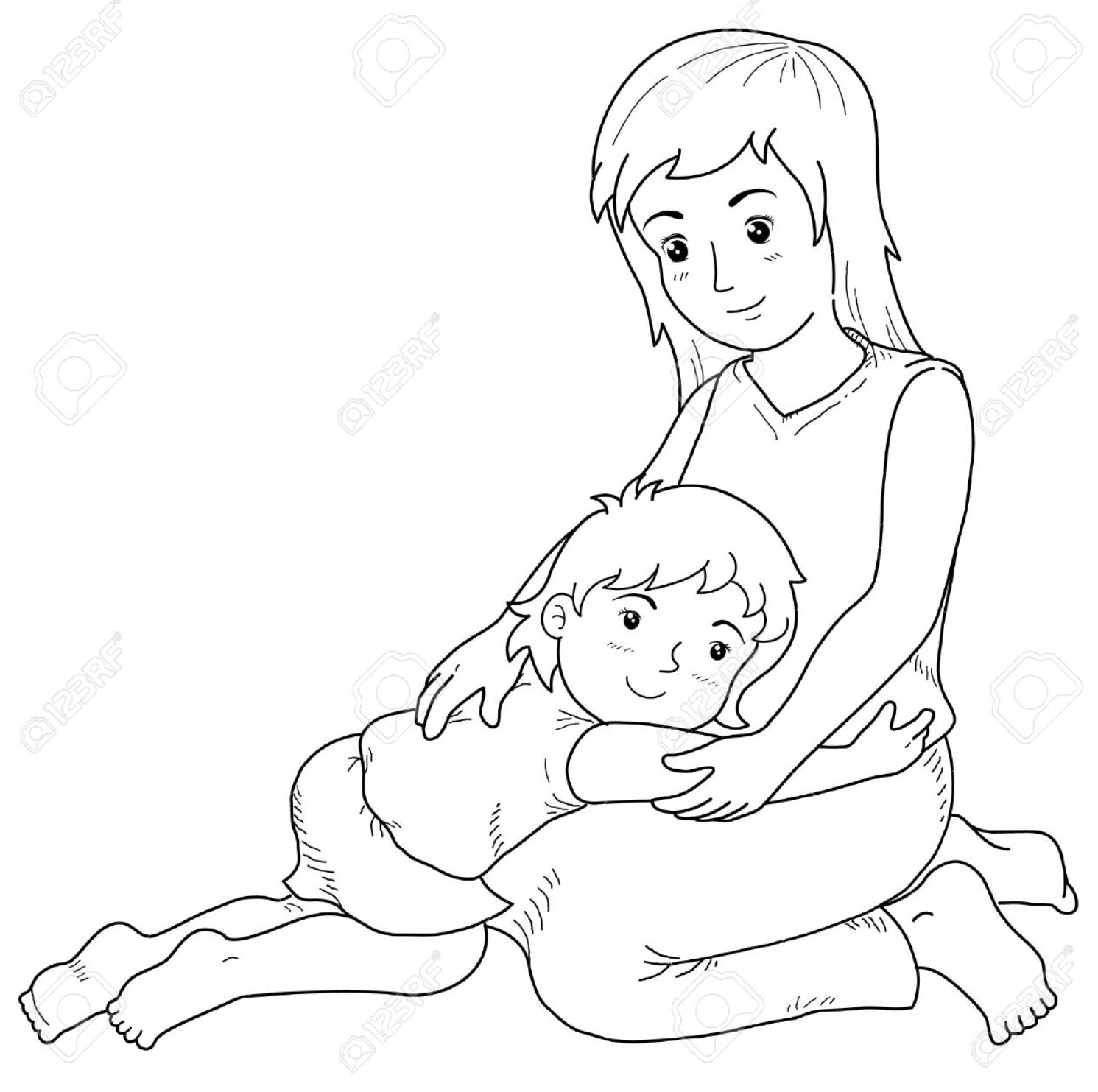 Рисунок мама с сыном раскраска