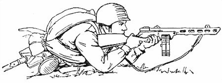 Стреляющий солдат контур