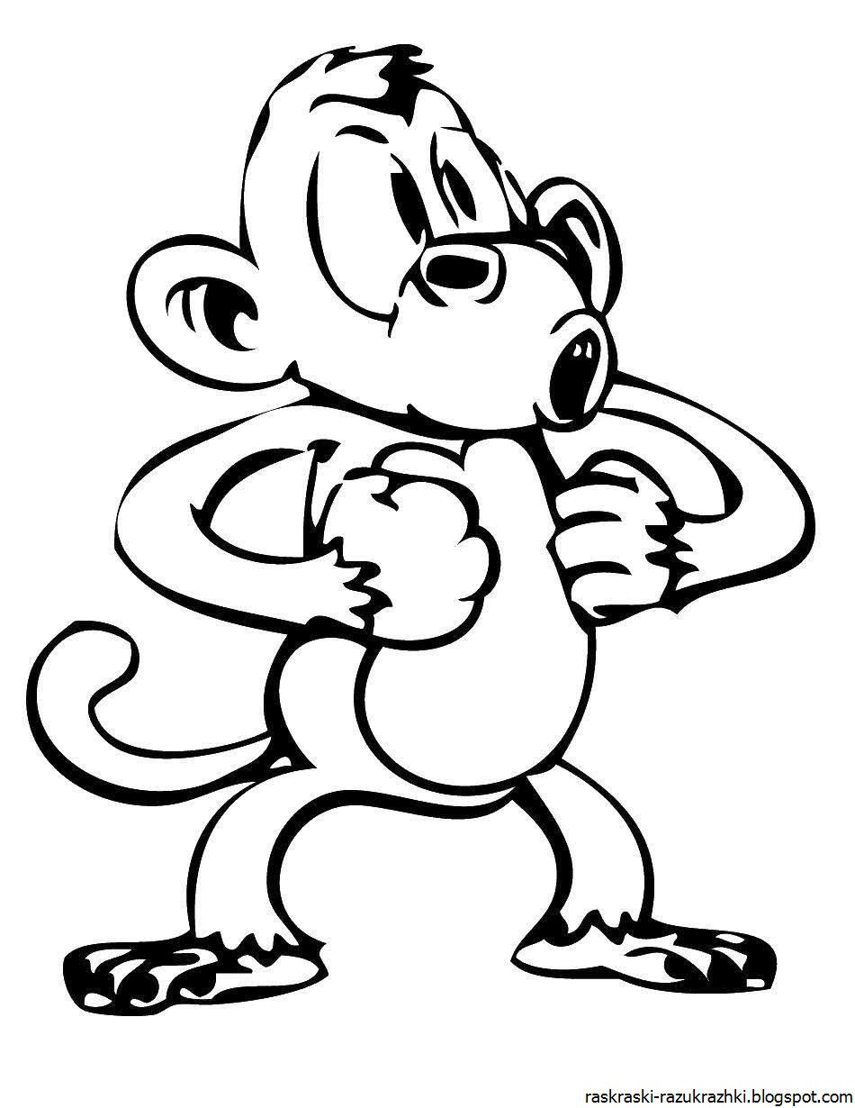 Картинка раскраска обезьянка для детей