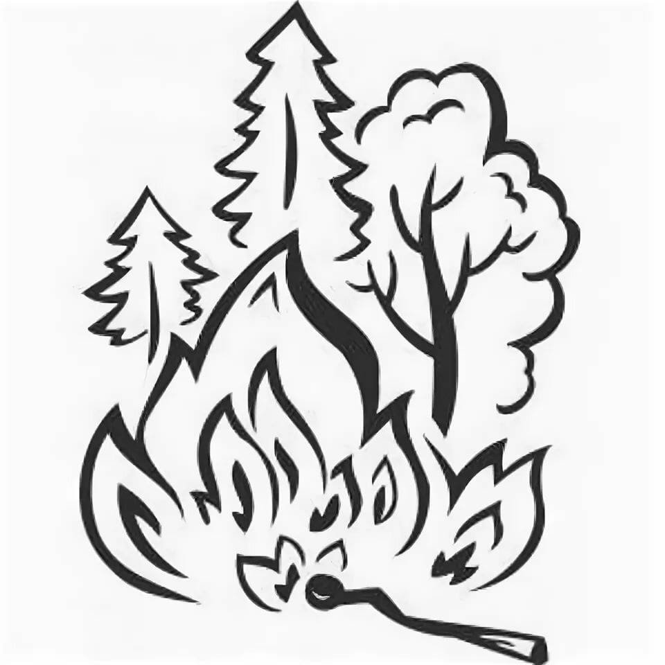 Раскраска огонь в лесу