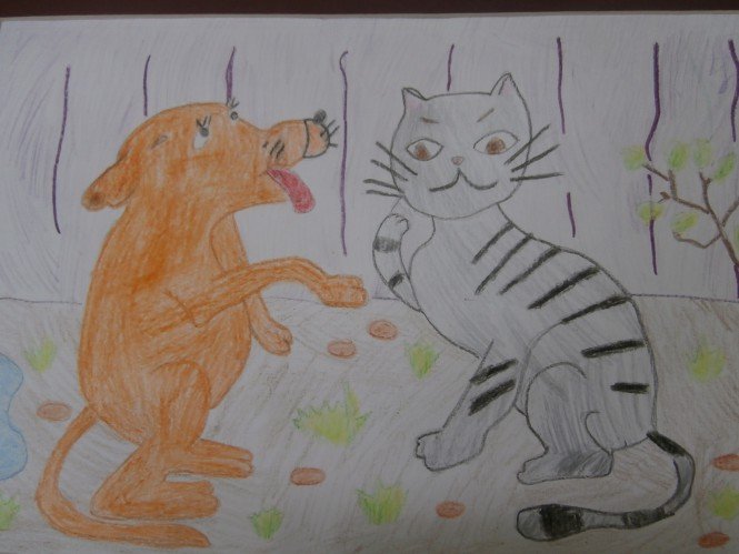Кошкин щенок рисунок