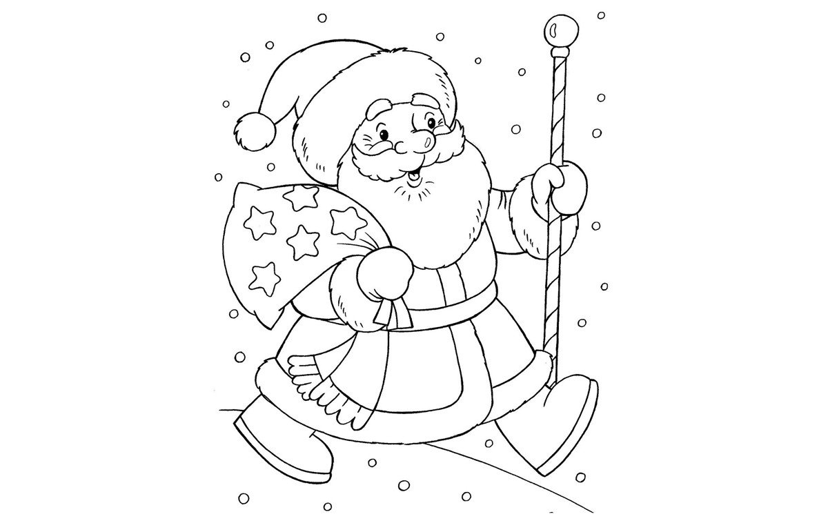 Дед мороз и снегурочка контурный рисунок