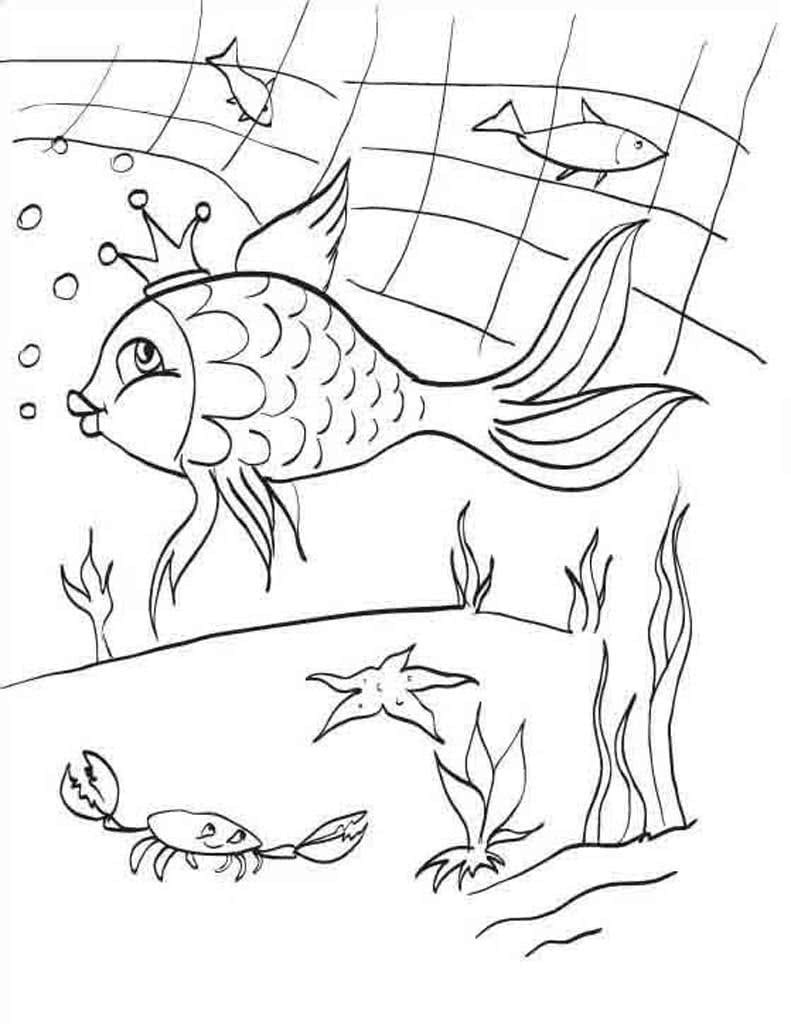 Раскраски из сказки о рыбаке и рыбке Пушкина