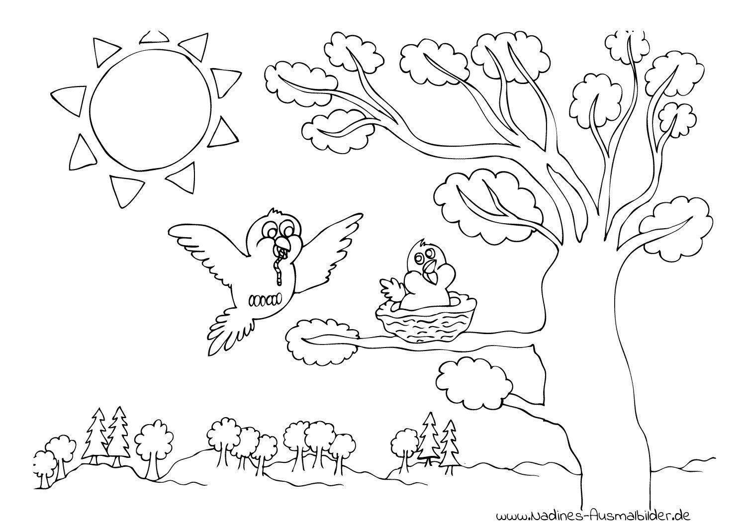 Раскраска для детей Весна в природе