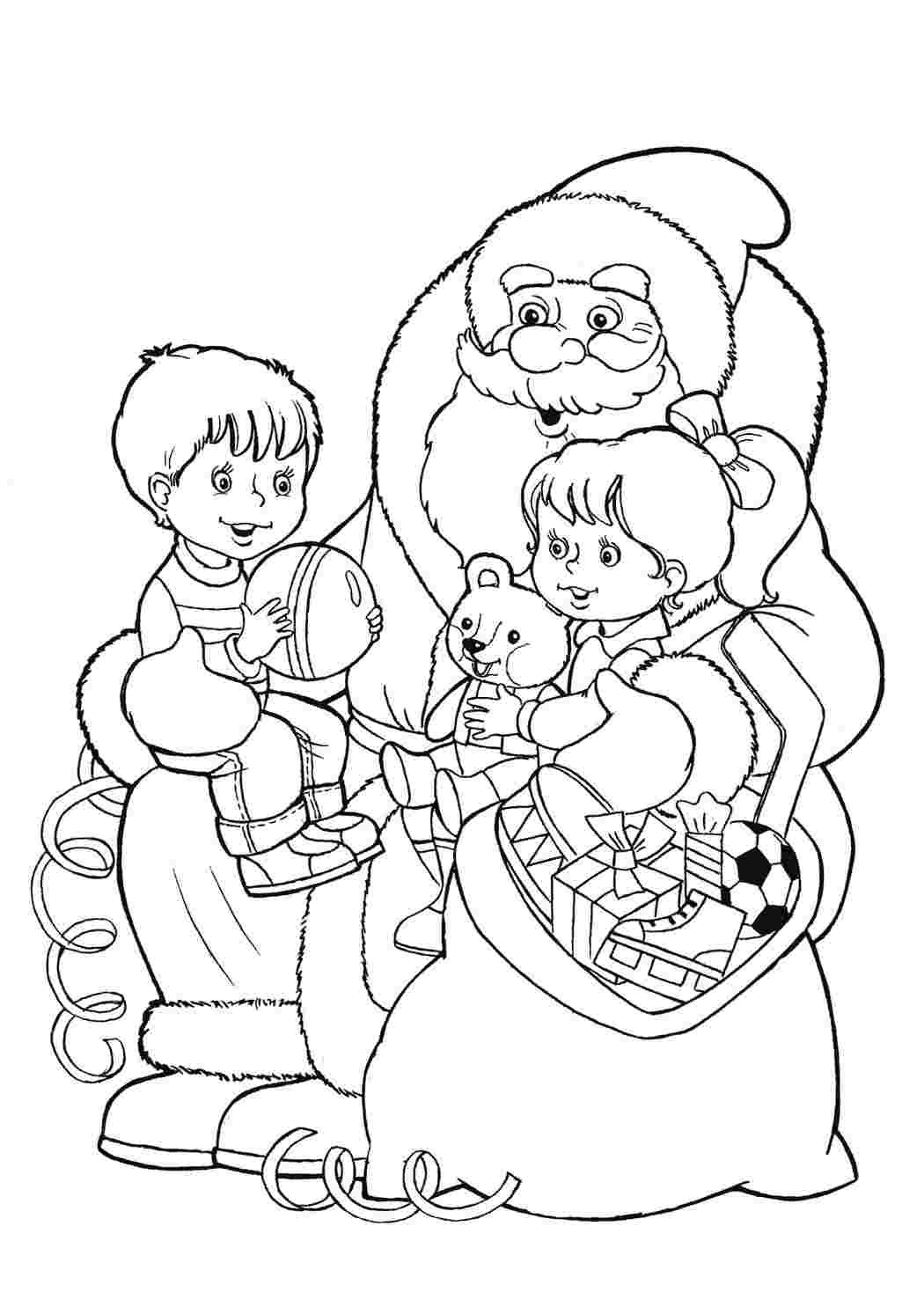 Новогодние раскраски для детей дед Мороз и Снегурочка