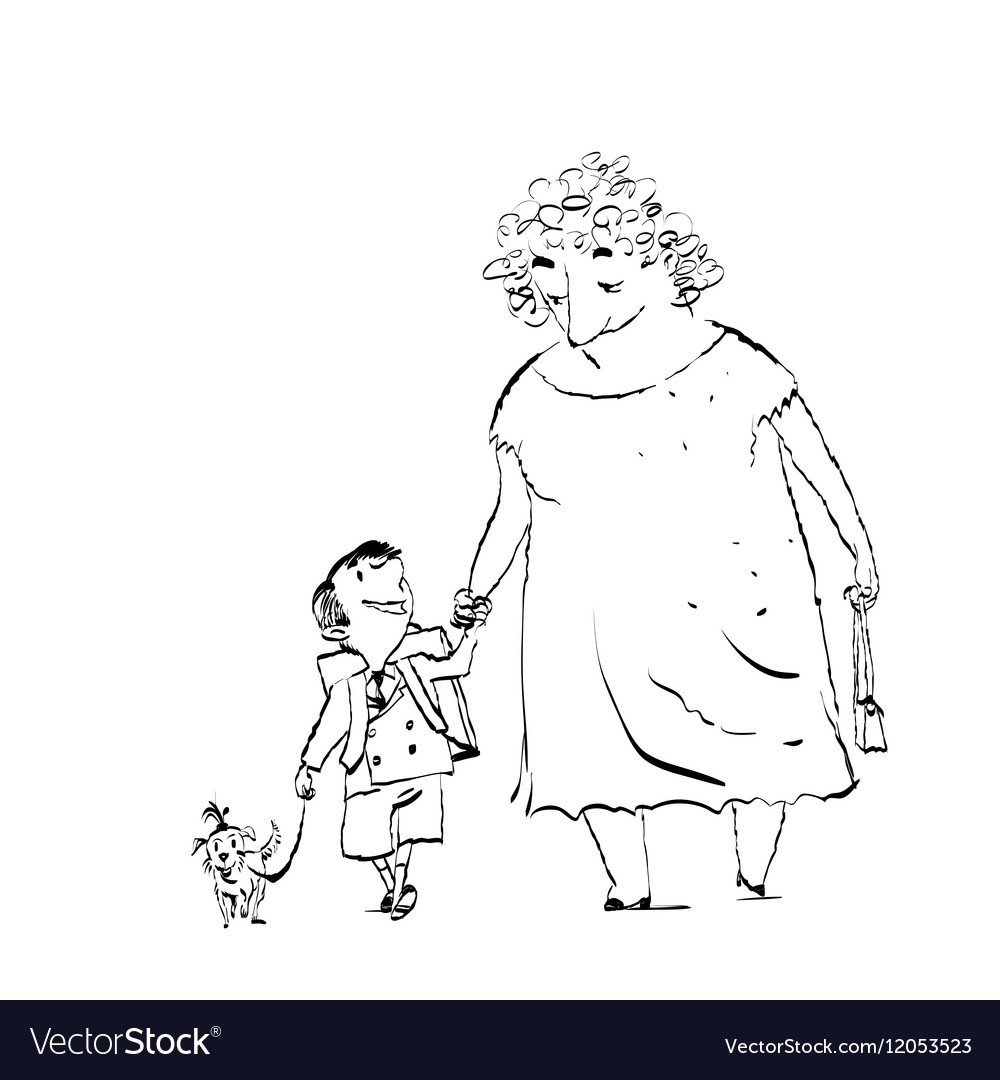 Бабушка и внуки рисунок
