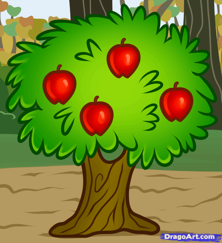 Рисование яблоня. Яблоки на дереве. Блок дерева. Дерево с яблоками мультяшное. Дерево для детей.
