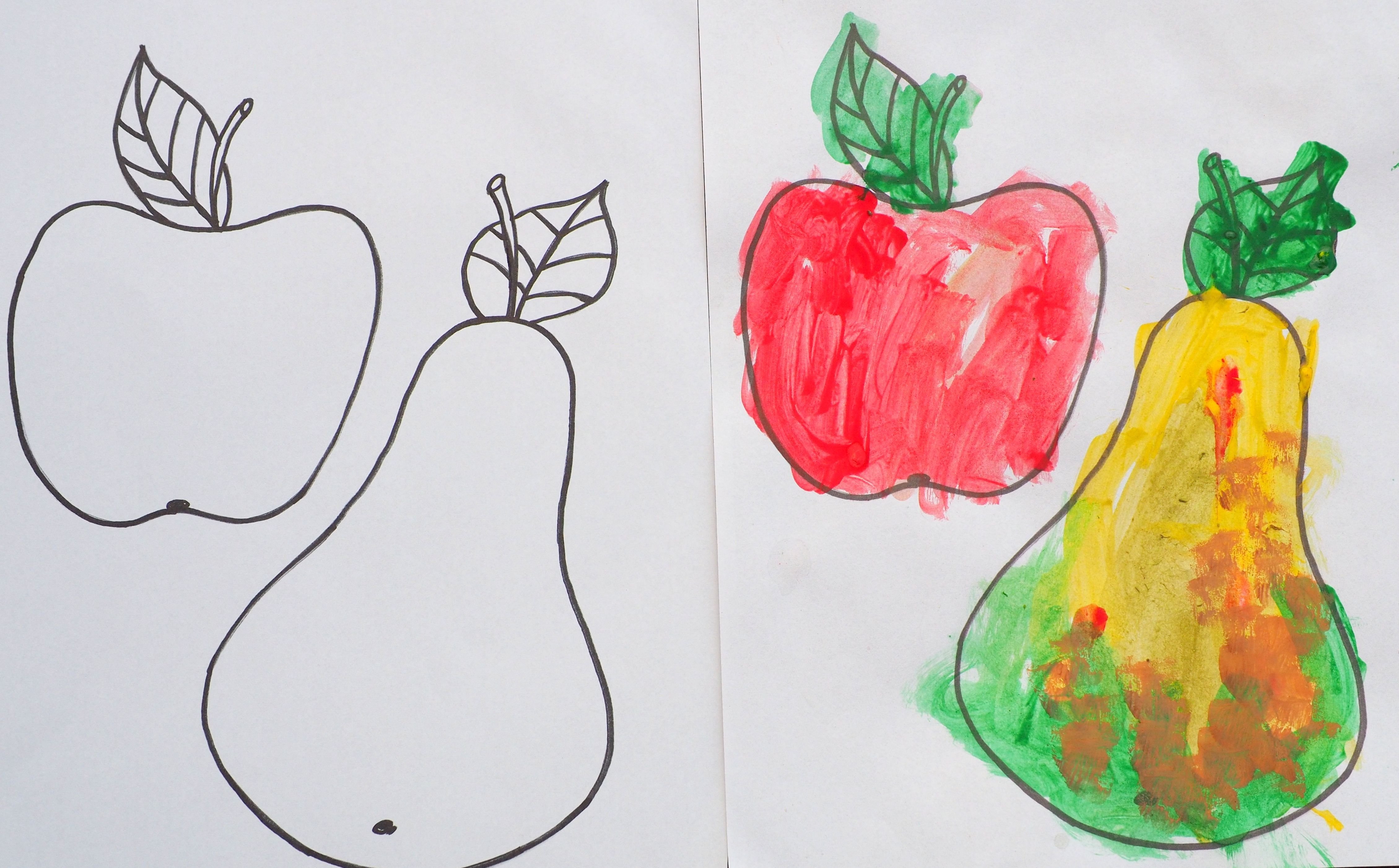 Рисование овощей и фруктов для детей