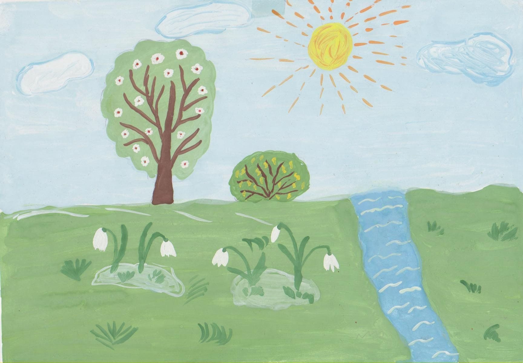 Детский рисунок на тему Весна