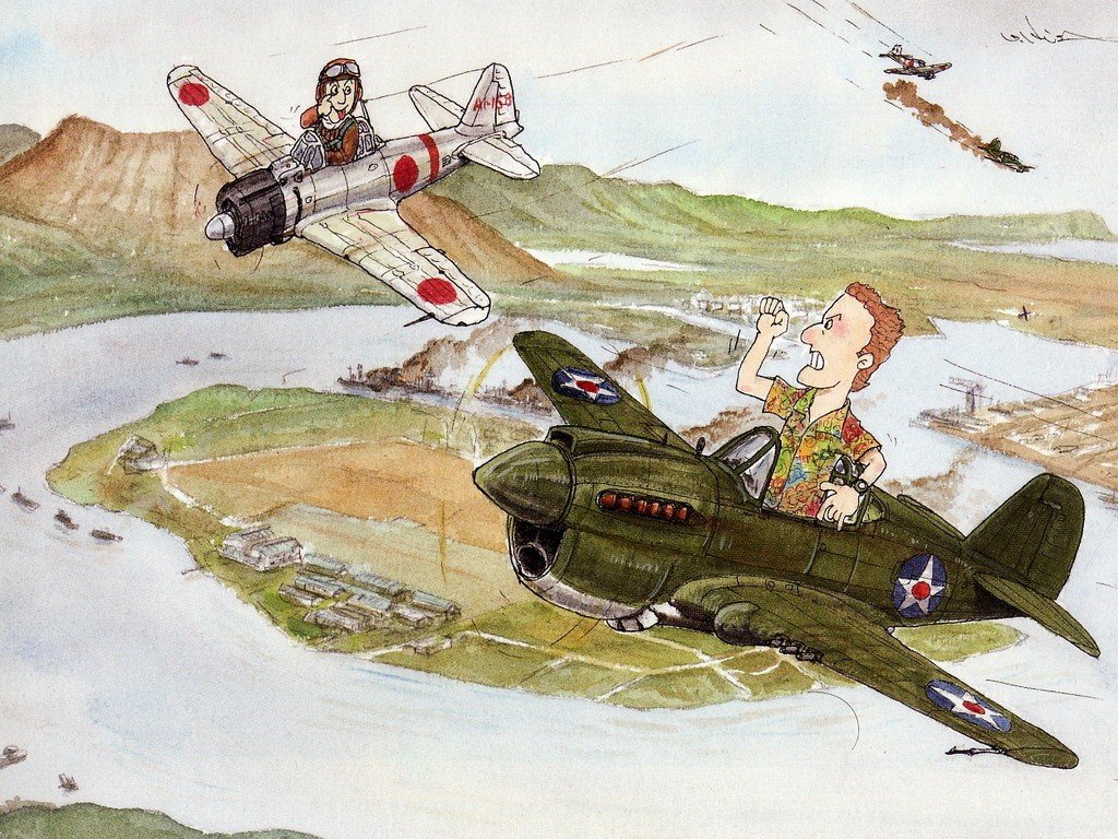 Военные рисунки. Эйссенгардт Георг. Kunihiko hisa художник. Карикатуры на военную авиацию.