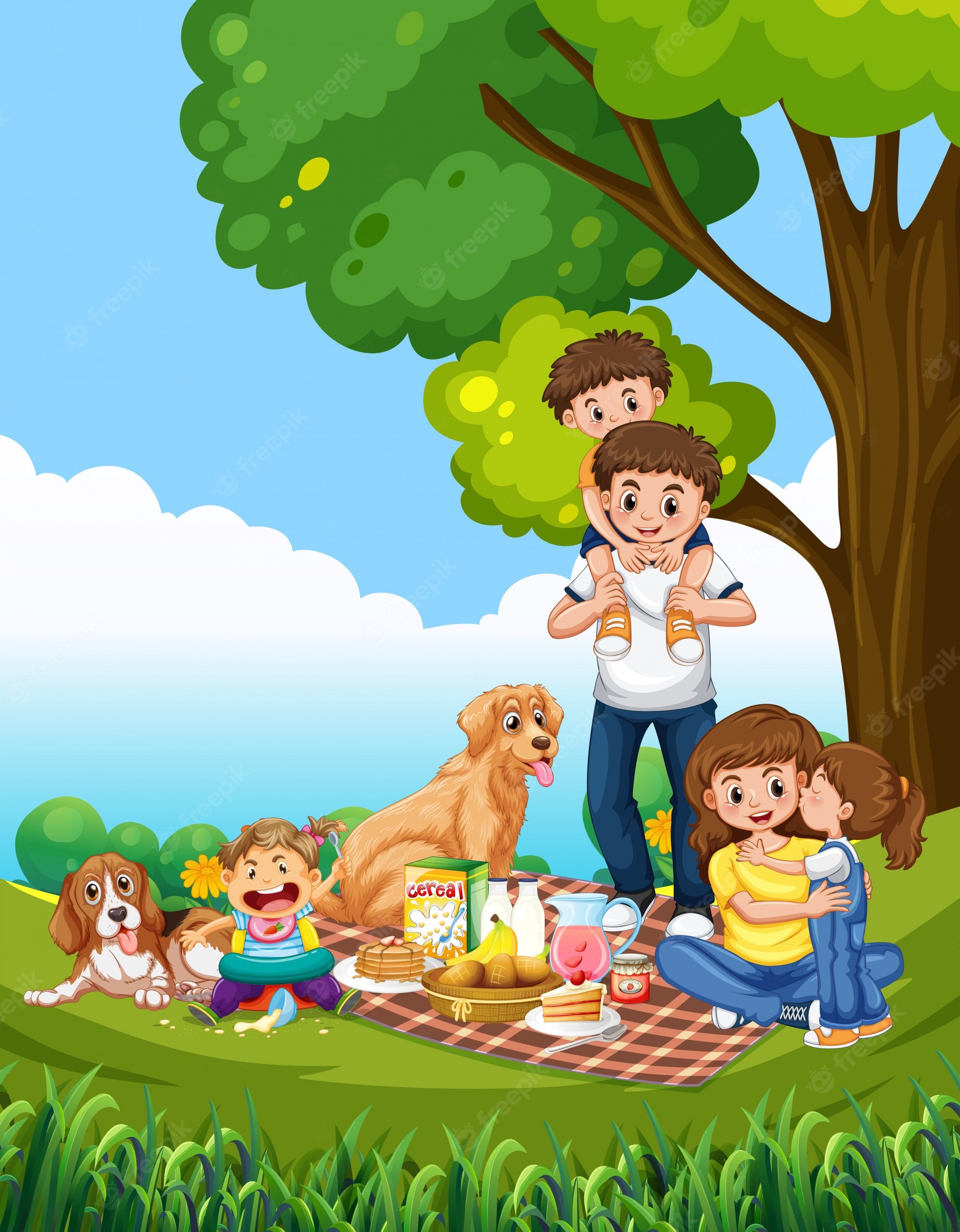Рисунок отдых на природе с семьей