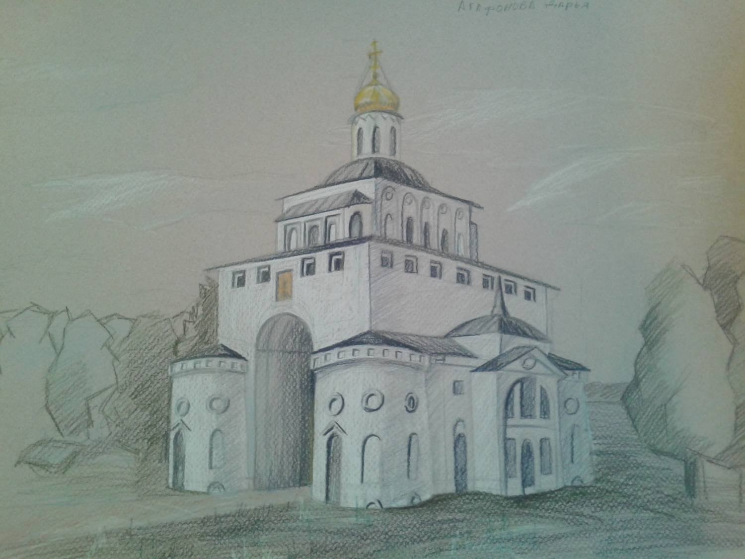 Золотые ворота во Владимире рисунок