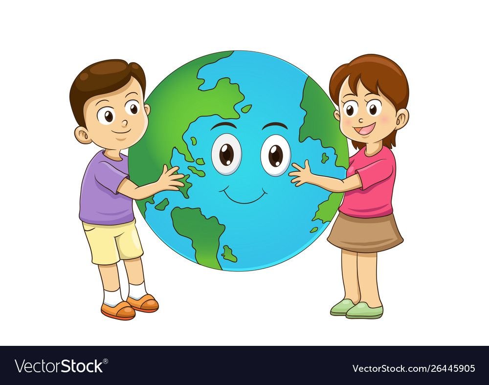 Дети обнимают планету земля