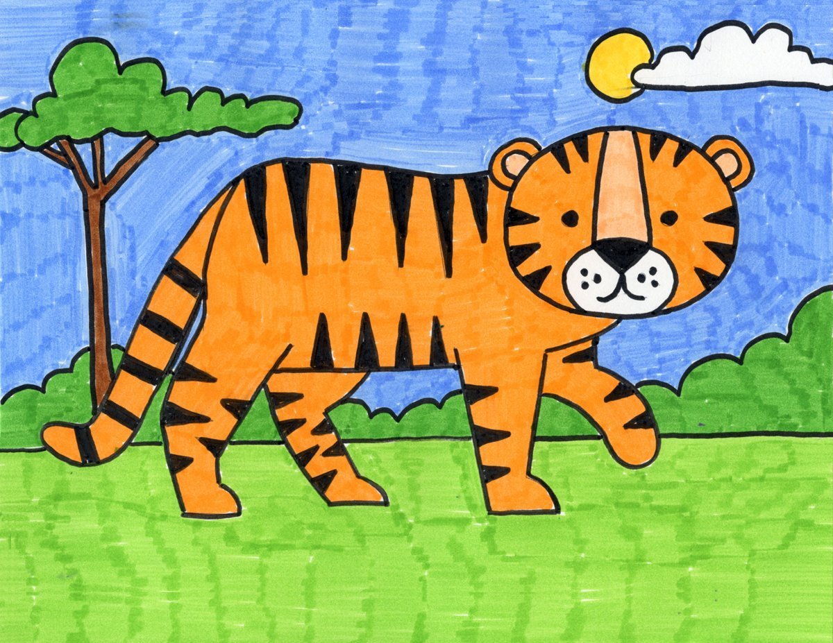 Рисование для детей 7-8 тигра