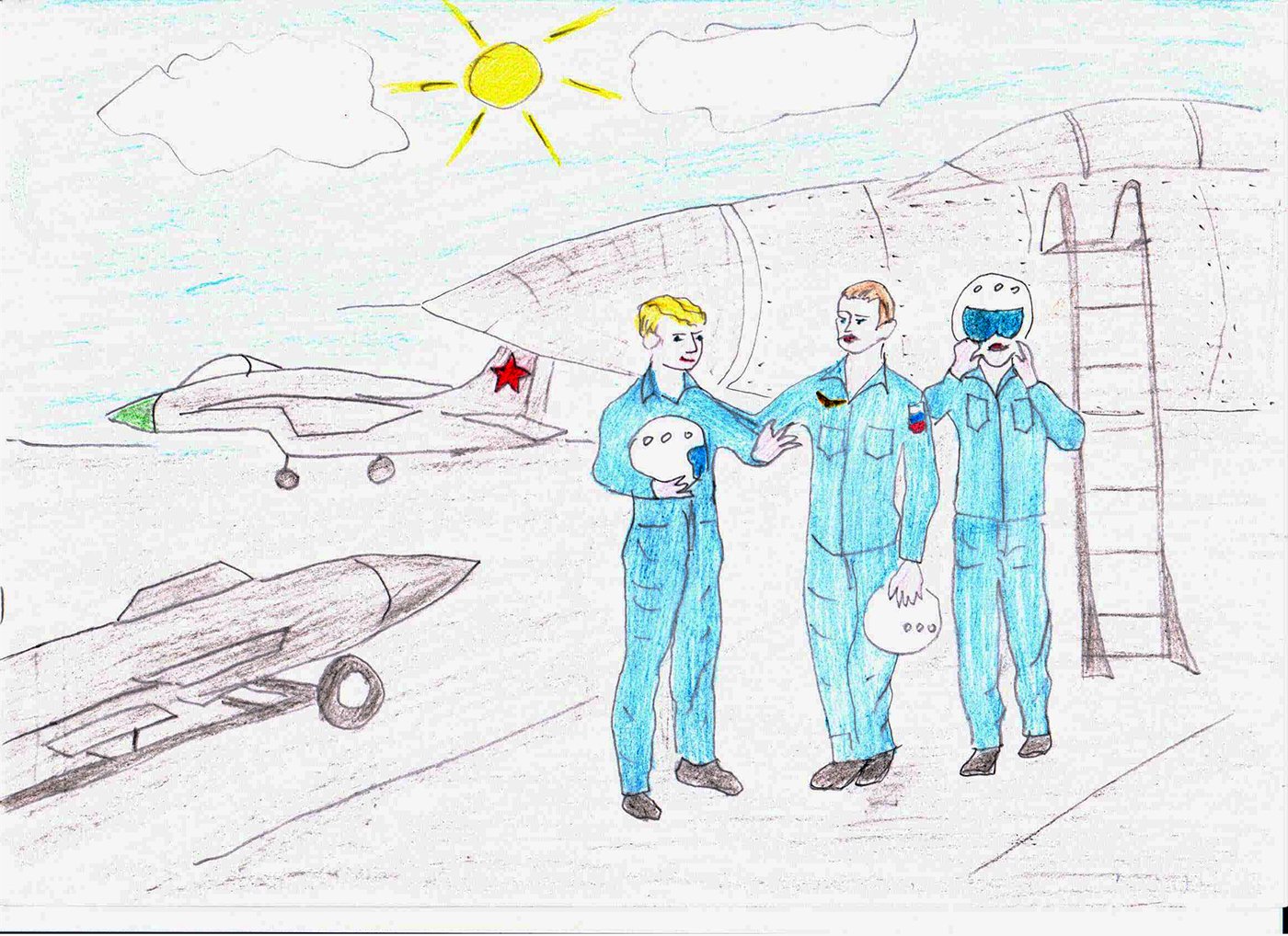 Рисование военные летчики в детском