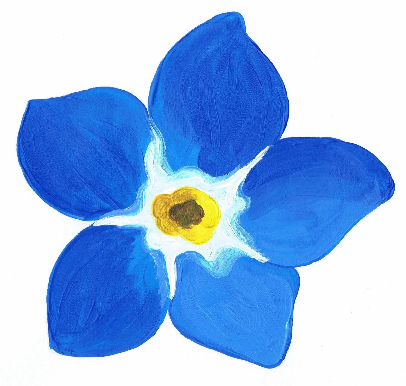 Голубые цветы нарисованные