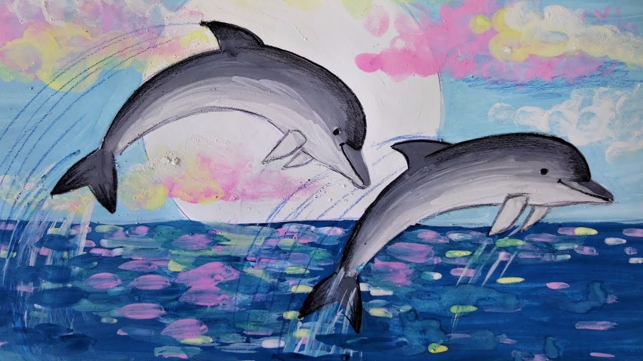 Дельфины в море Раскраски антистресс а4