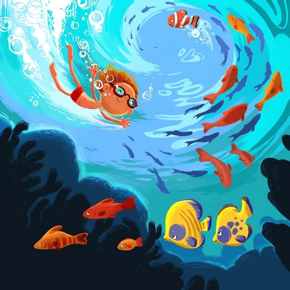 Рыбка в воде картинка для детей