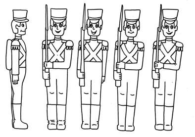 Марш деревянных солдатиков раскраска