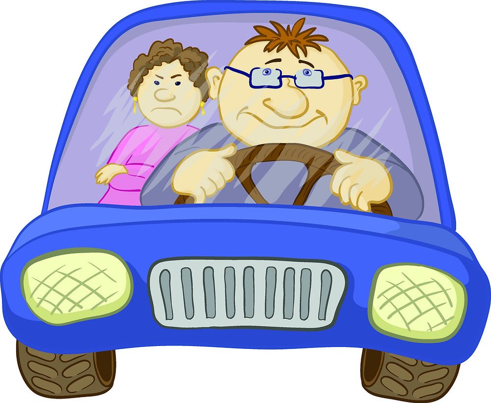 Автомобиль нарисованный с пассажиром и водителем