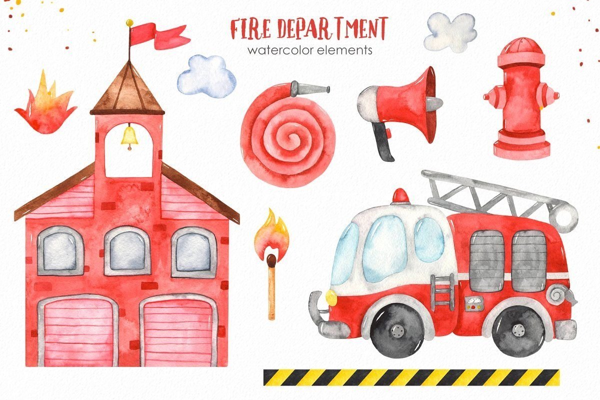 Пожарный с пожарной машине иллюстрация