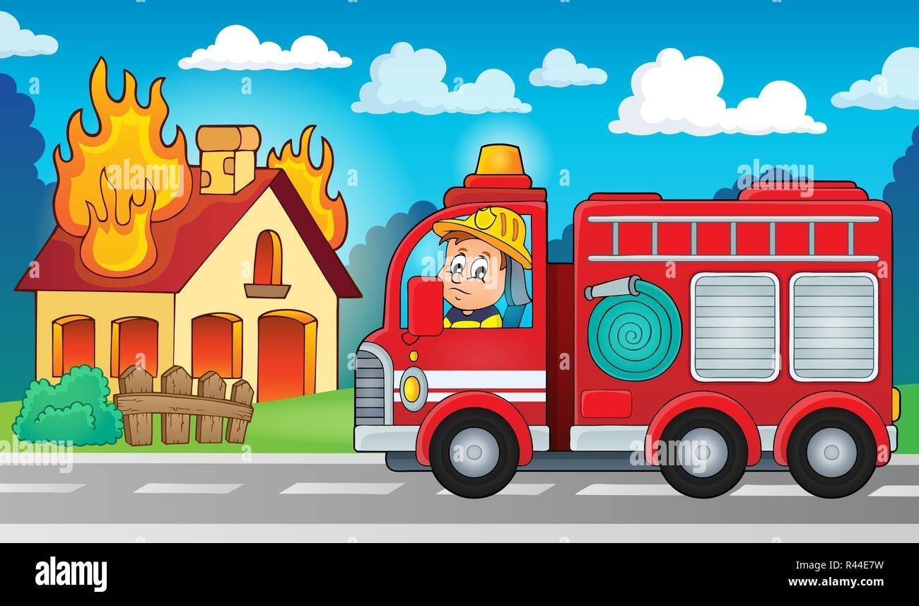 Пожарная машина и дом для малышей
