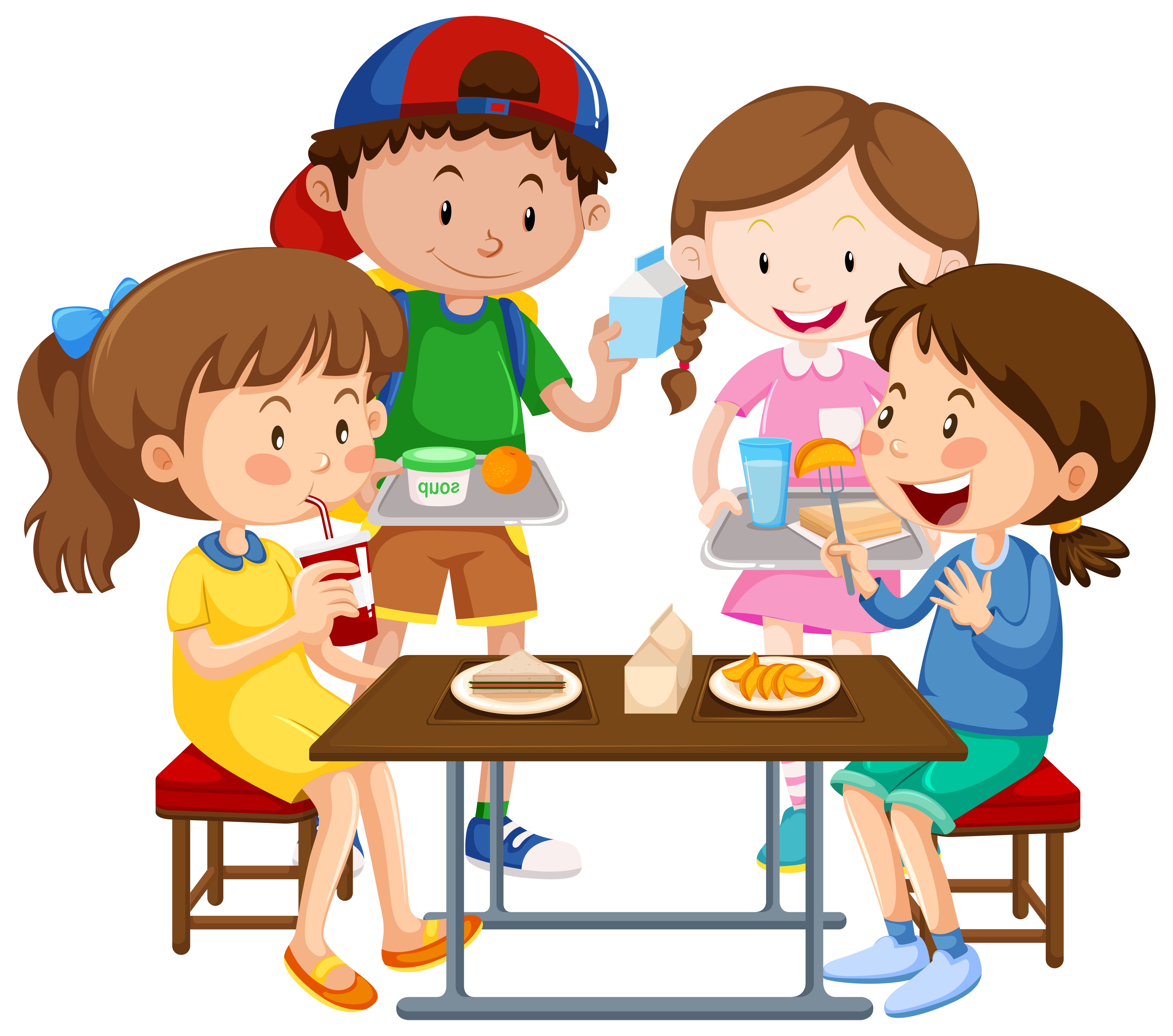 Дети за столом в столовой