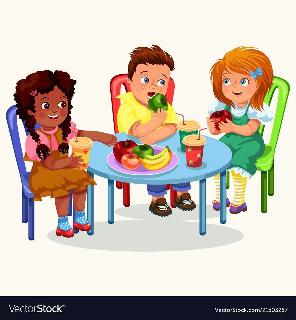 Дети за столом в столовой
