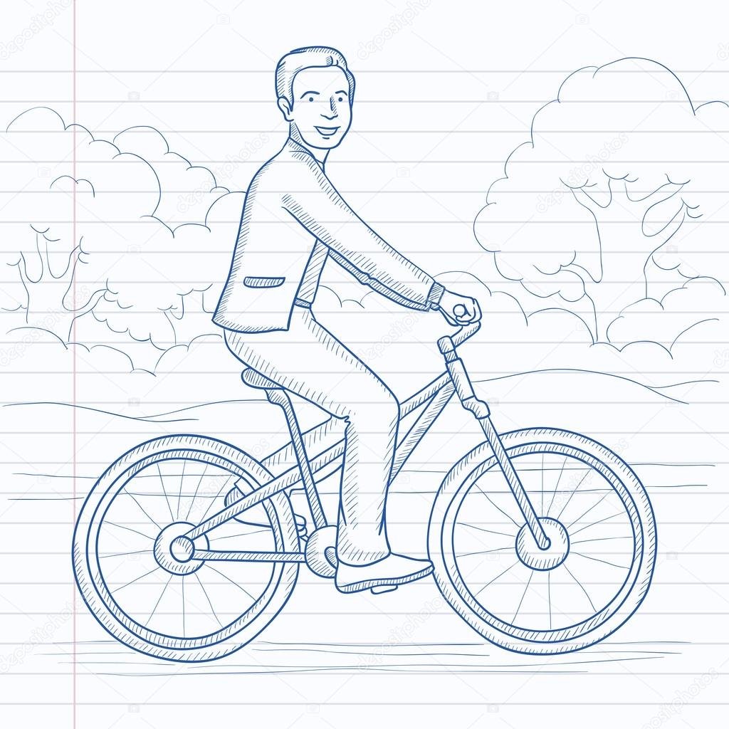 Нарисовать человека на велосипеде