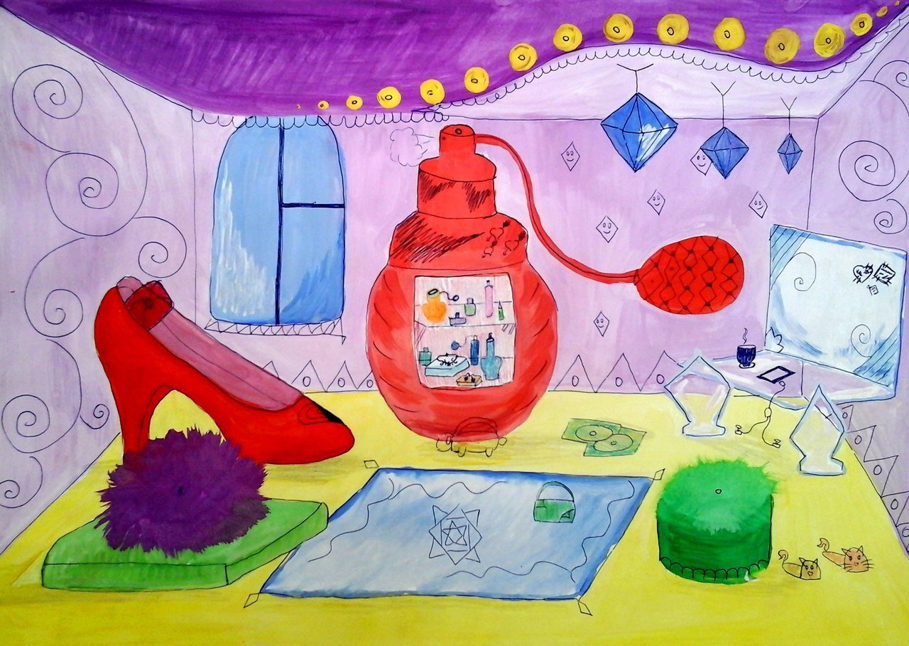 Детский рисунок на тему комната будущего