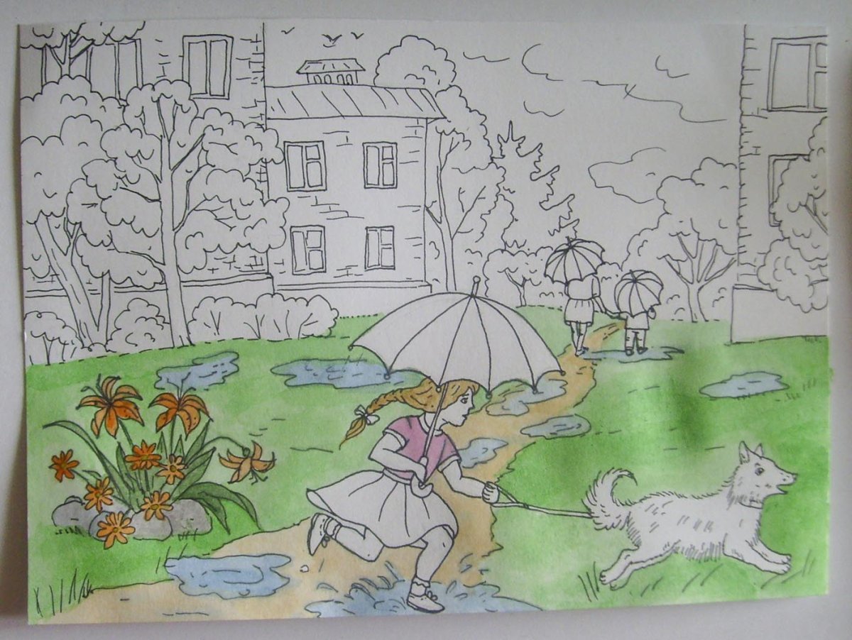 Весенний дождь рисунок карандашом