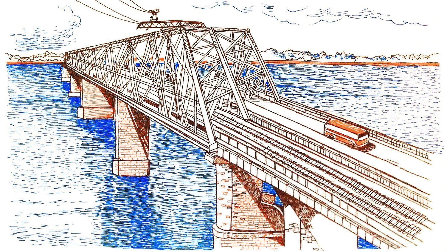 Мост через реку Амур в Комсомольске на Амуре