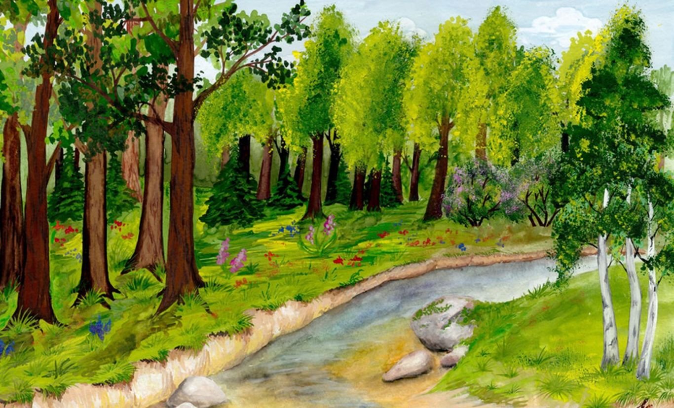 Картина леса для детей