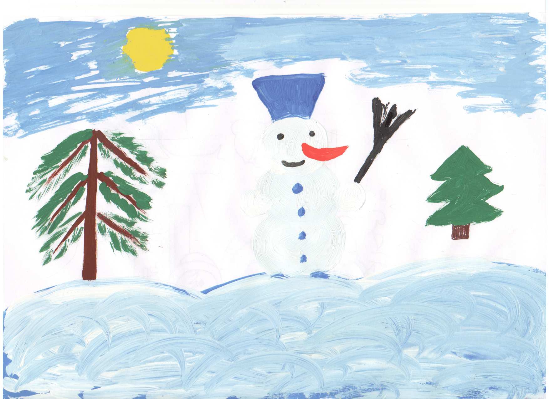 Детские рисунки зима