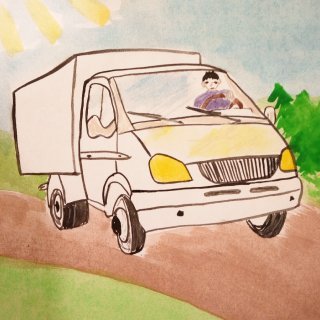 Грузовой фургон Исузу вид сзади