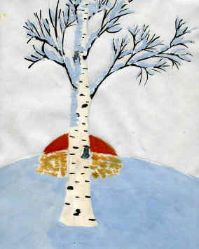 Береза зимой на прозрачном фоне