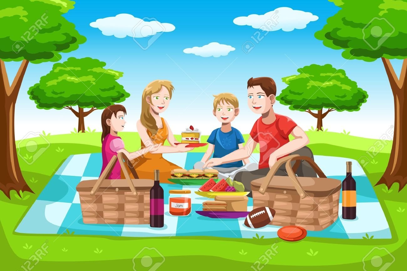 Семья на пикнике картина для детей